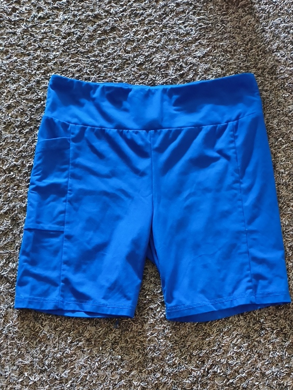 Women's Active High-Waist Blue Performance Shorts Sz L/XL